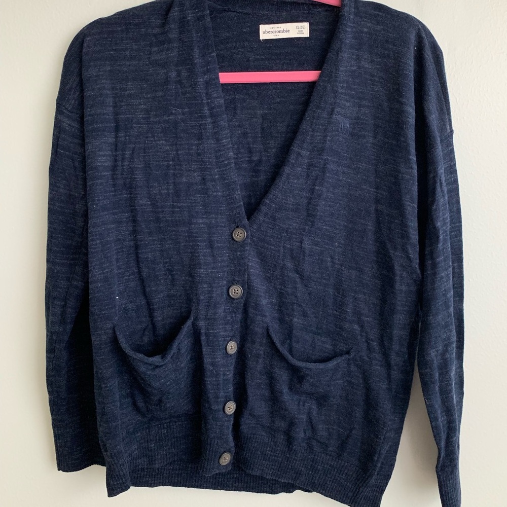 a&f kids girls navy cardigan